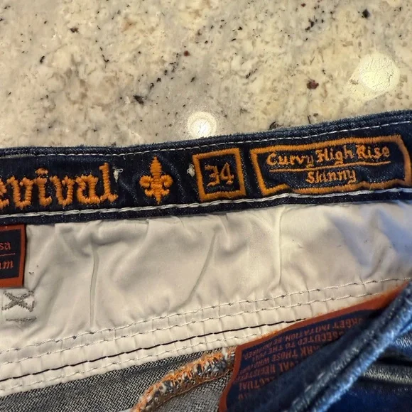 Rock Revival Blue Jeans with Red Stitching - Picture 5 of 5